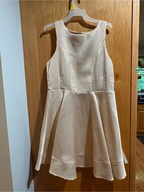 GB girls Cream Textured Fit-and-Flare Formal Dress